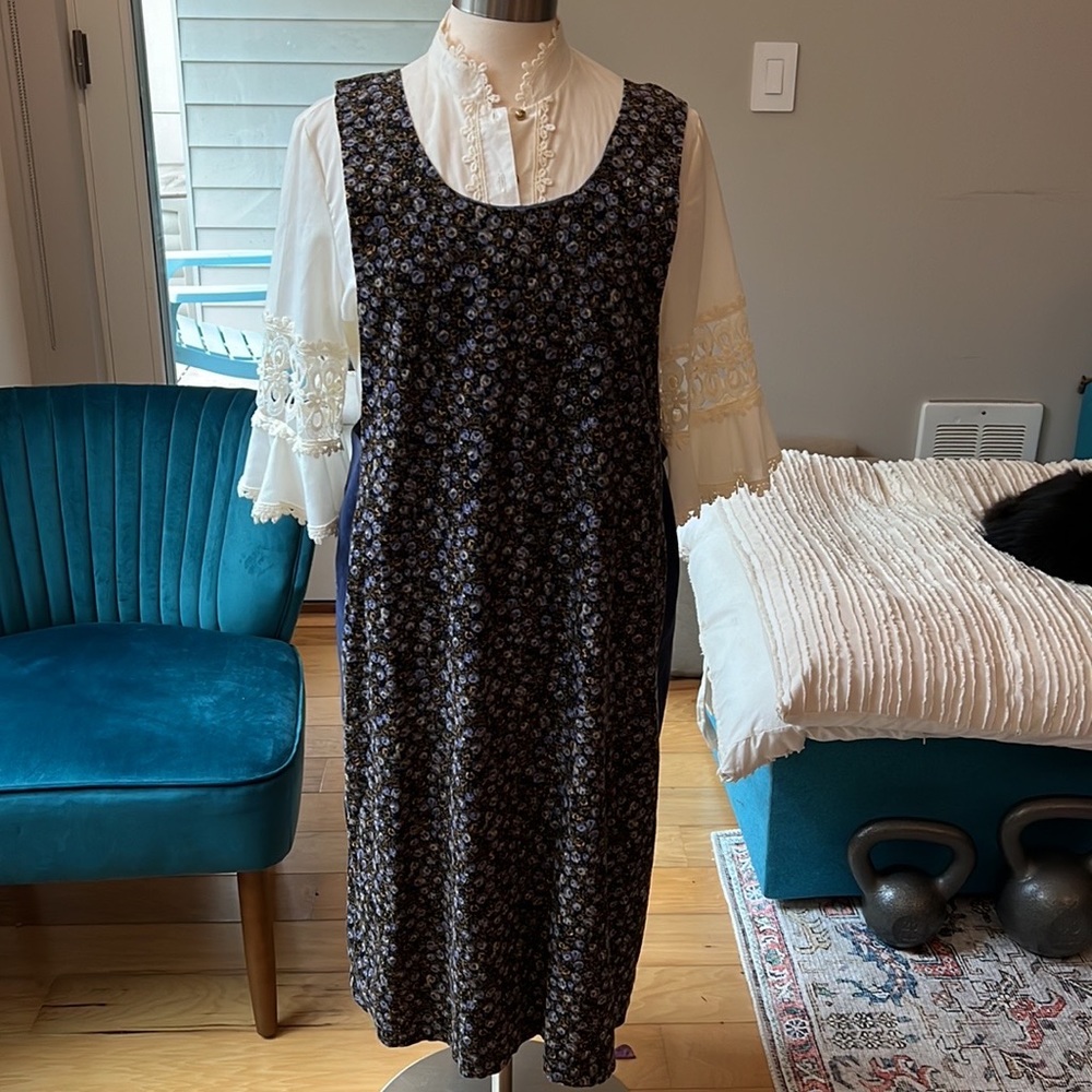 Cottagecore corduroy dress handmade embroidered